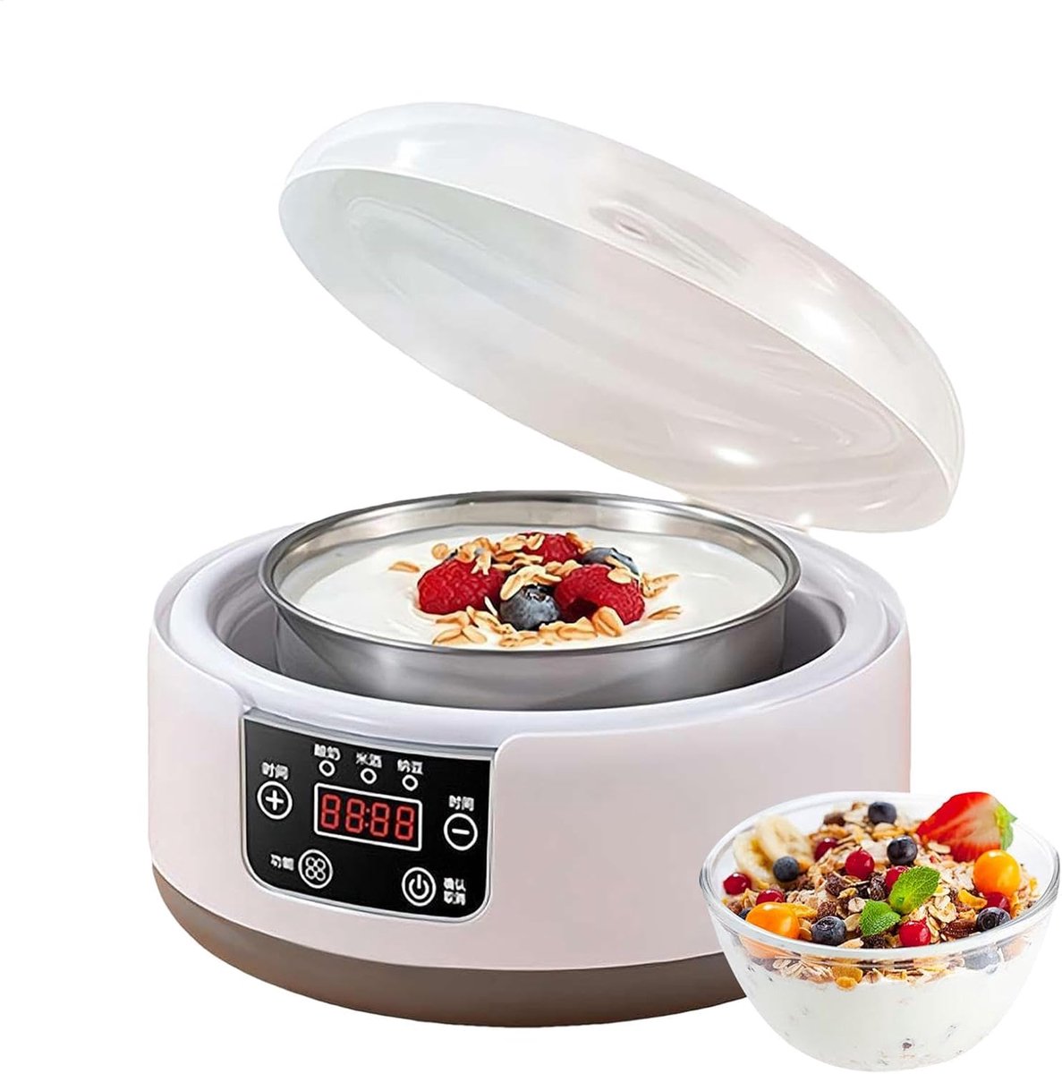 Yoghurtmaker Thuis - Zelfgemaakte Yoghurt Apparaat - Gezond Eten Maken - Constante Temperatuur Controle - 21.6 Centimeter Diameter - Wit
