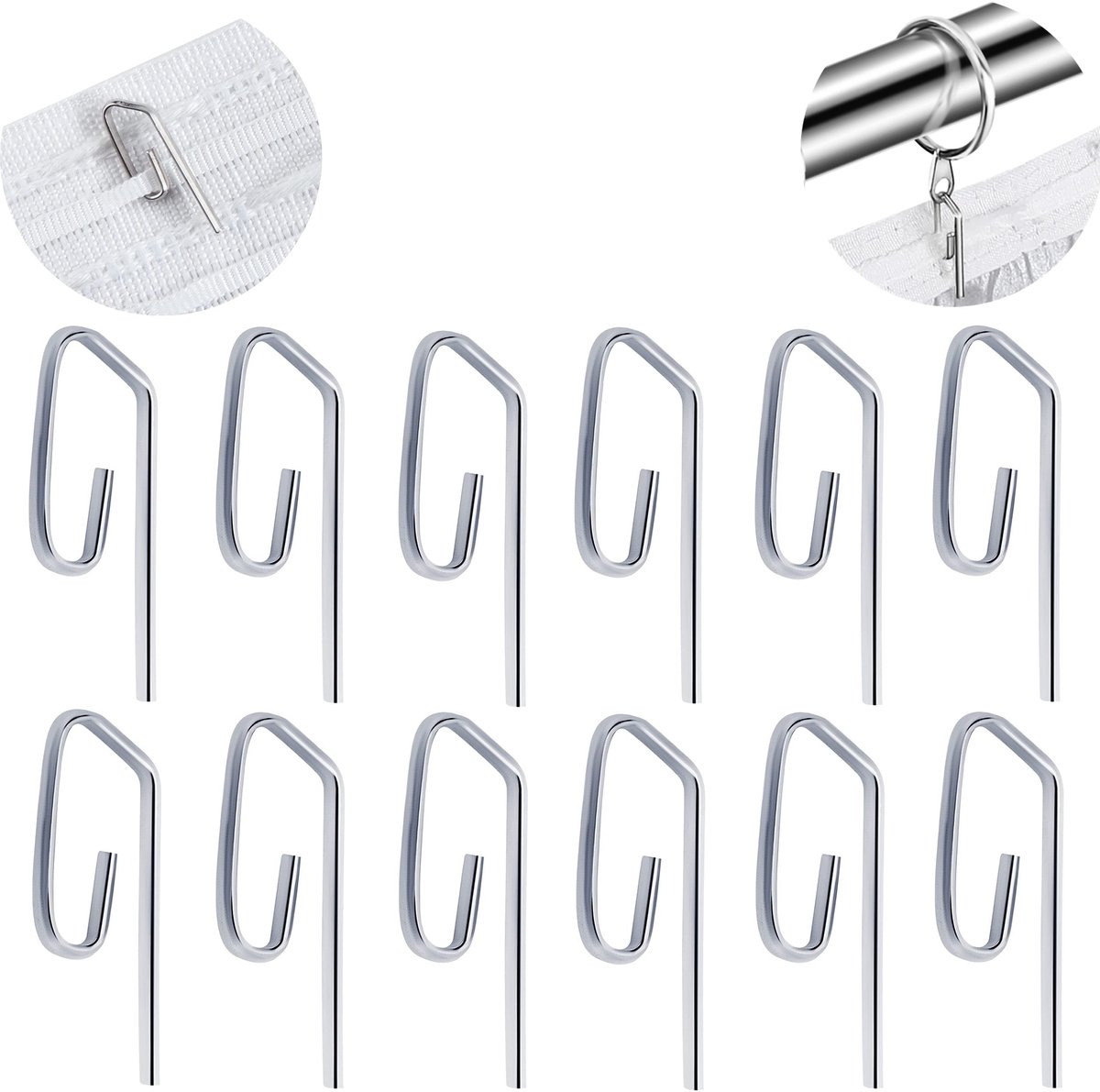 Dailygoods- Gordijnhaken Sterk en Stevig - Metalen Gordijnhaken - Plooihaken - Gordijnringen - Gordijn Glijders - Inhoud 50 Stuks