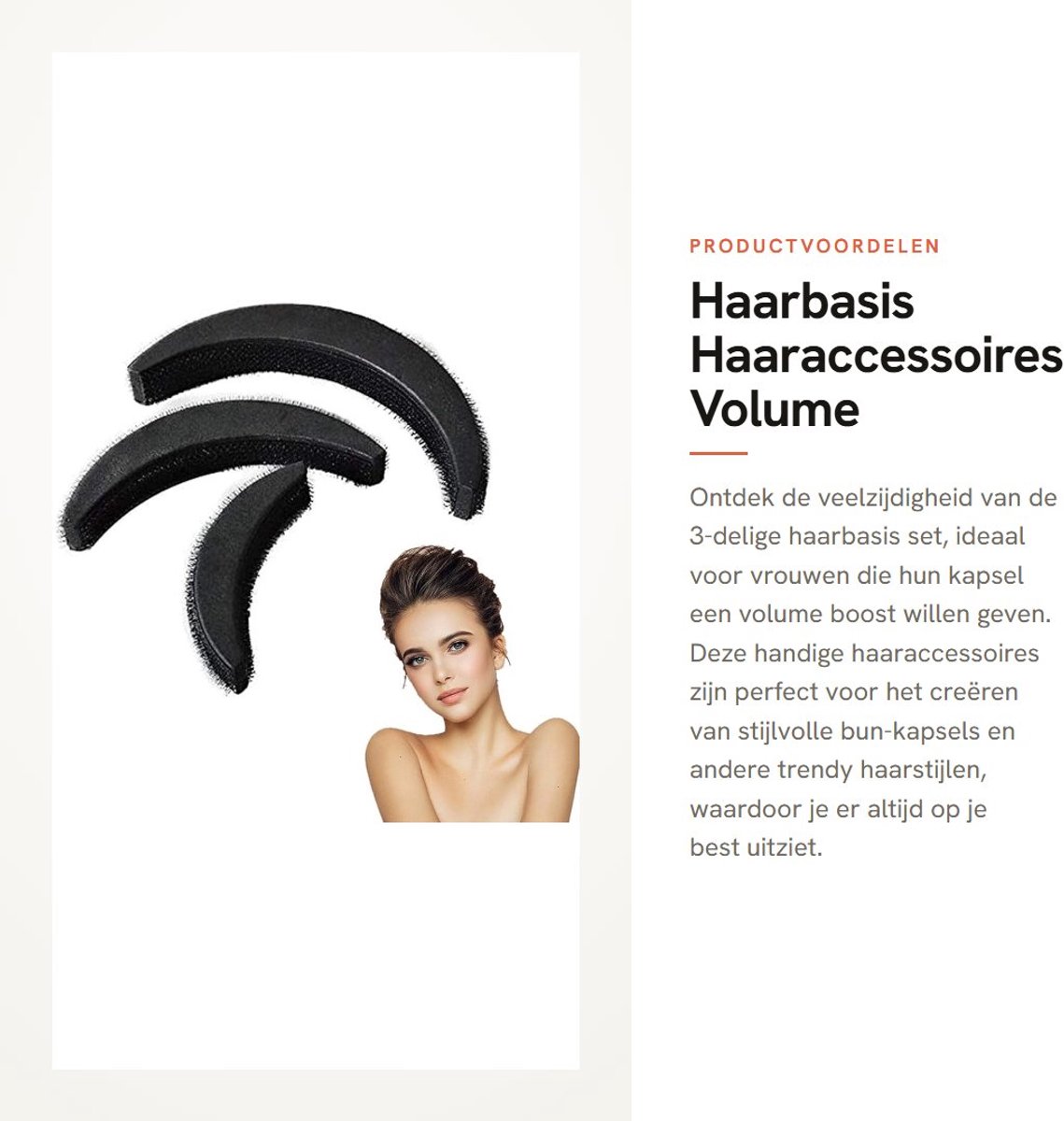 Dailygoods- Haaraccessoires - 3-delige Haarbasis - Volume Haar Styling Clip - DIY Kapsels - Kunststof - Zwart - Lichtgewicht - Haarstylingtool