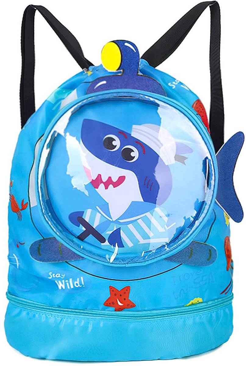 Dailygoods- Zwemrugzak Waterdicht - Zwemtas Kind - Rugzak met Trekkoord - Natte/Droge Scheiding - Duurzaam - Ruimtebesparend Opvouwbaar
