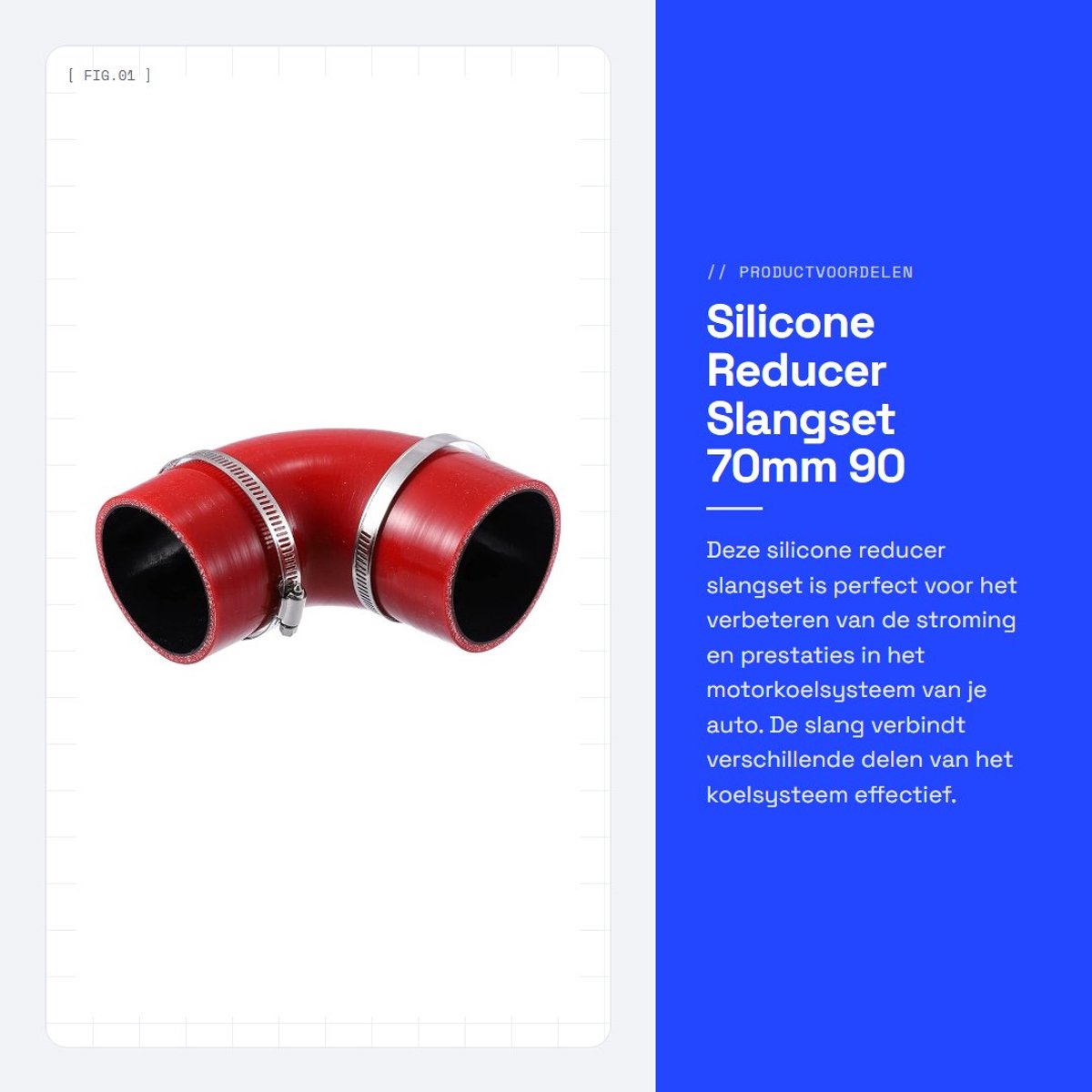 Dailygoods- Silicone Reducer 90 Graden - Slangtype 70mm - Klemmen 60-83mm - Rood/Zwart - Hoogwaardige Siliconen - Verbeterde Stroming - Slang
