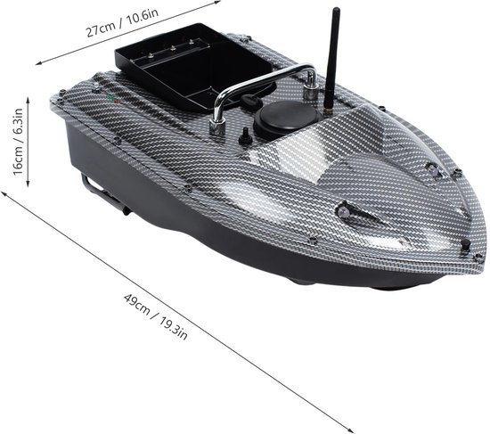 Kelseek voerboot - Afstand bestuurbaar - Karper - LED verlichting - 2-3 uur gebruiksduur - 500 Meter bereik - 1,5 Kg - Zwart — afbeelding 4