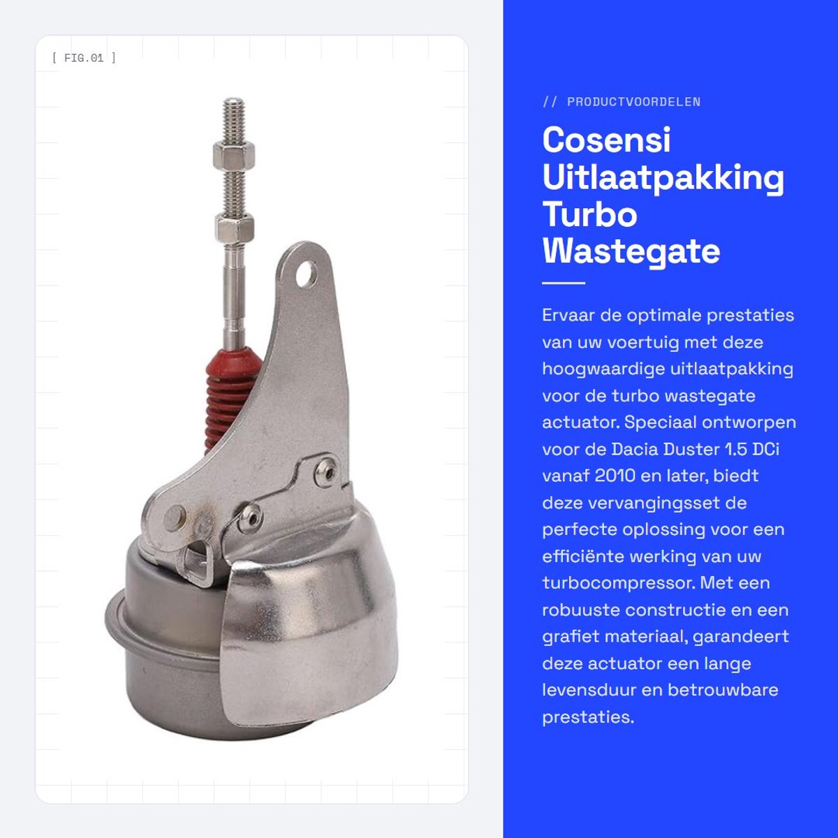 Dailygoods- Uitlaatpakking High Performance - Vervangingsset - Turbo Wastegate Actuator - Dacia Duster 1.5 dCi - OE-nummer 8200808701 - Schokbestendig Grafiet - Turbocompressor