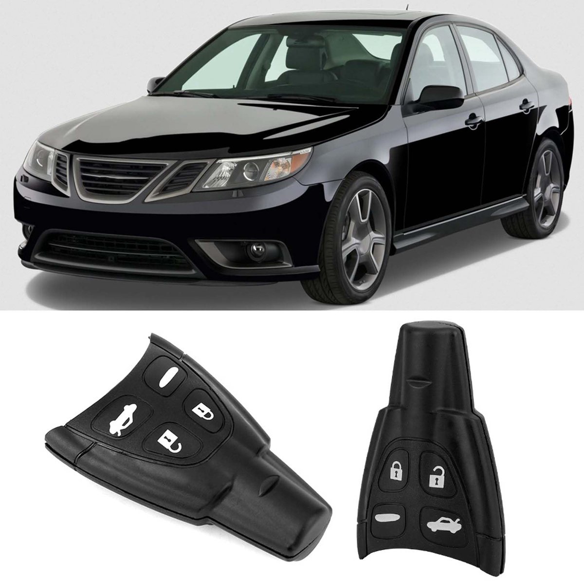 Dailygoods- Autosleutelbehuizing Perfecte Pasvorm - Vervangende Sleutelhouder - Duurzaam ABS-Materiaal - Bescherming - Professioneel Ontwerp - 4 Knoppen Interface - Sleutelhoes