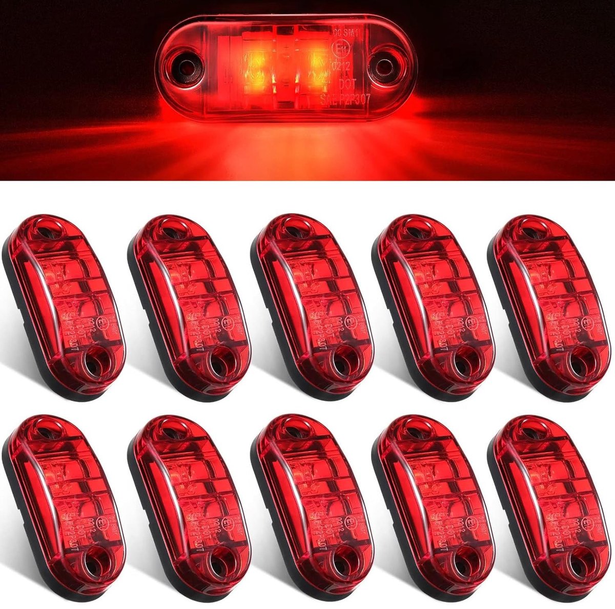 Dailygoods- Zijmarkeringslichten 10 Stuks - LED Verlichting - Waterdicht - Ovale Signaallampen - Aanhangwagenlampen - Vrachtwagens/Campers - Verbeterde Zichtbaarheid - Markeringslampen
