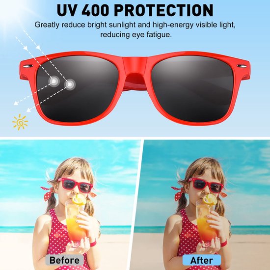 Zonnebril Neon - 8 Stuks - Kinderzonnebril - UV400 Gepolariseerd - Onbreekbaar - Comfortabel Polypropyleen - Kinderen Zonnebril — afbeelding 5