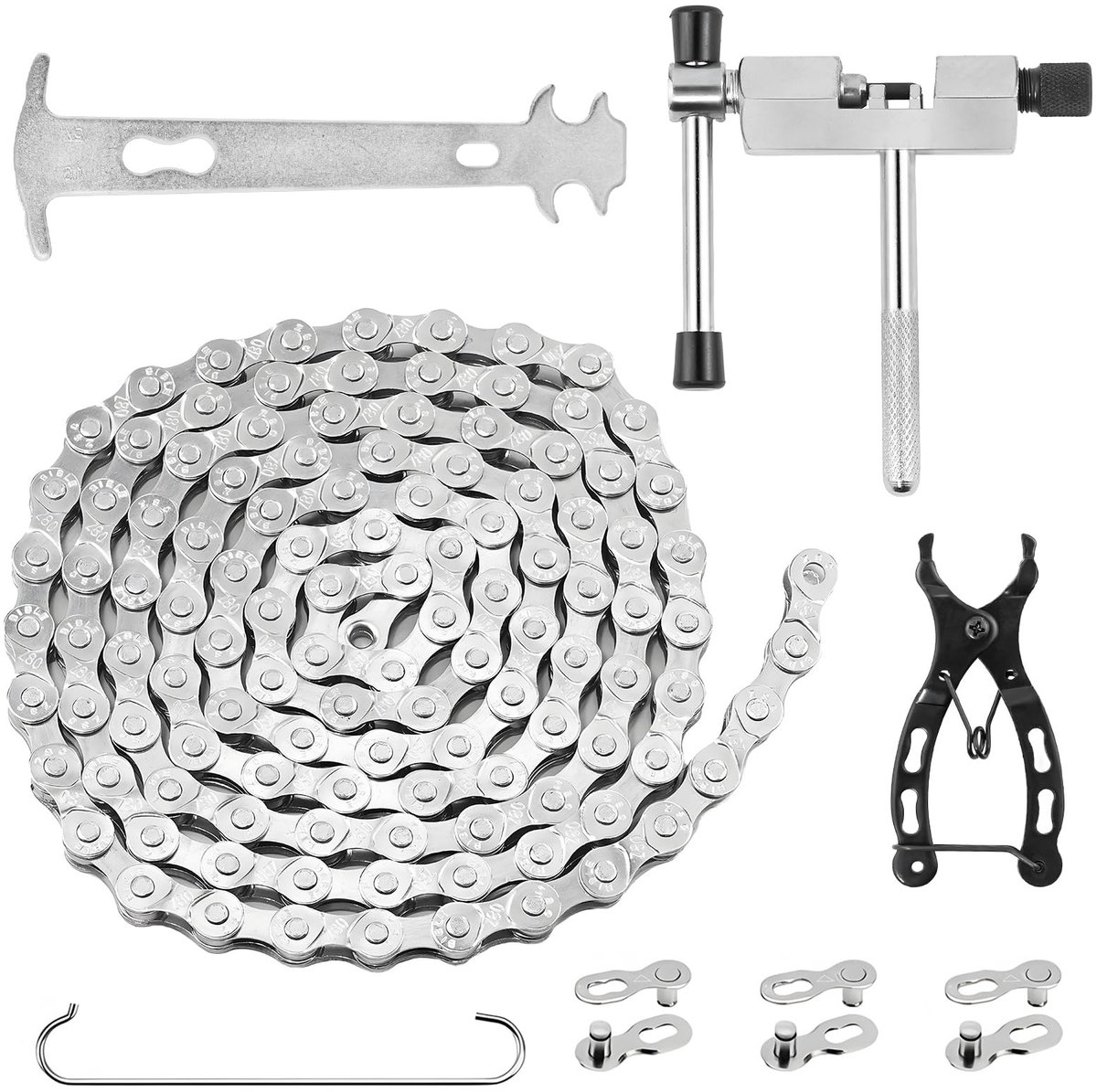 Dailygoods- Fietsketting 6/7/8-voudig - 116 schakels - Kettingbreker - Kettingtester - Fietskettingtang - Speciaal gehard staal - Fietschain