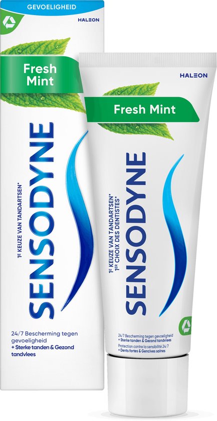 Sensodyne Fresh Mint tandpasta, 1e keuze van tandartsen. 24/7 bescherming tegen gevoeligheid.