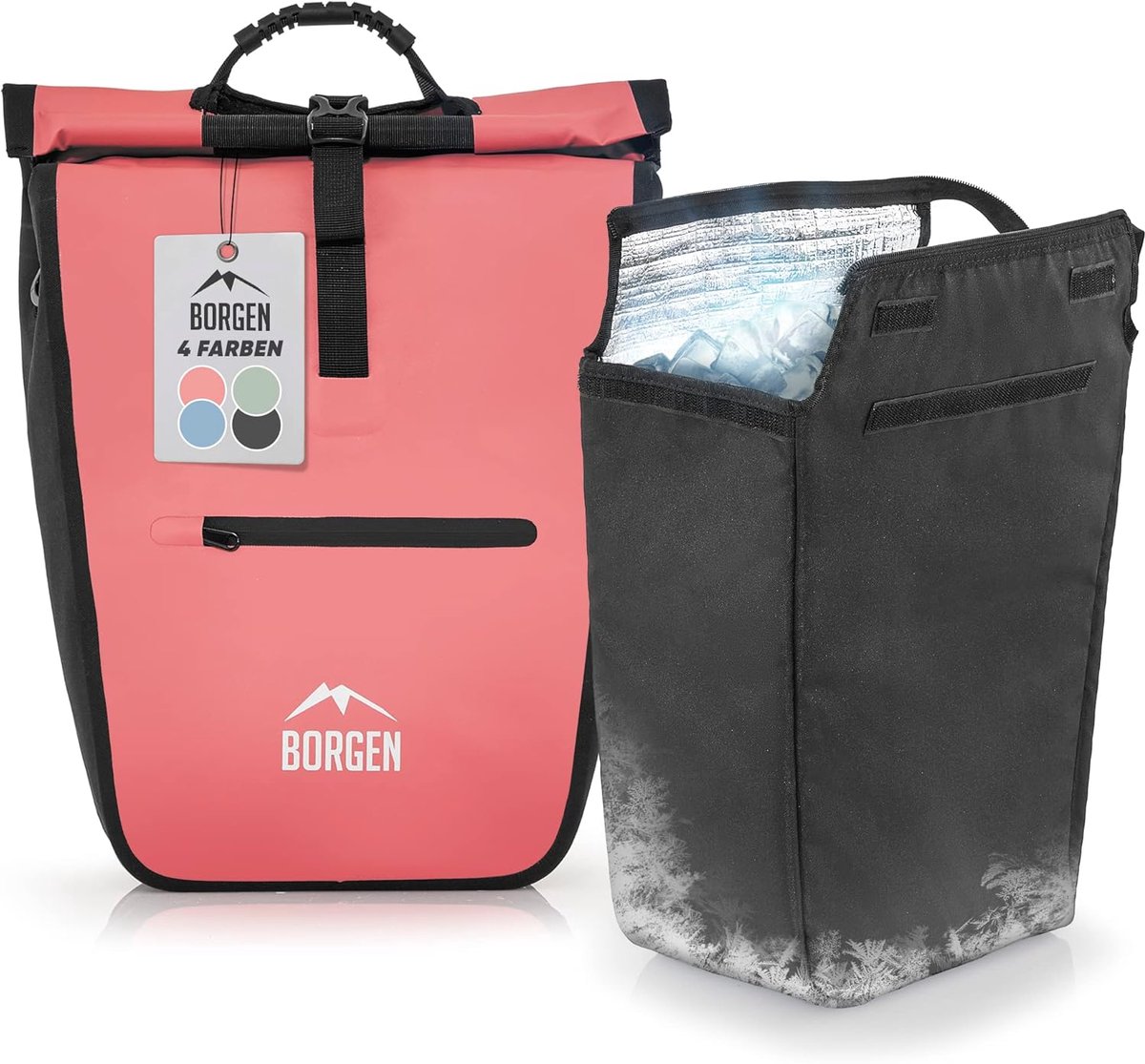 Fiets tas - Boodschappentas bagagedrager - Boodschappen vervoeren - Afneembare koelmodule - 23 liter - Rood