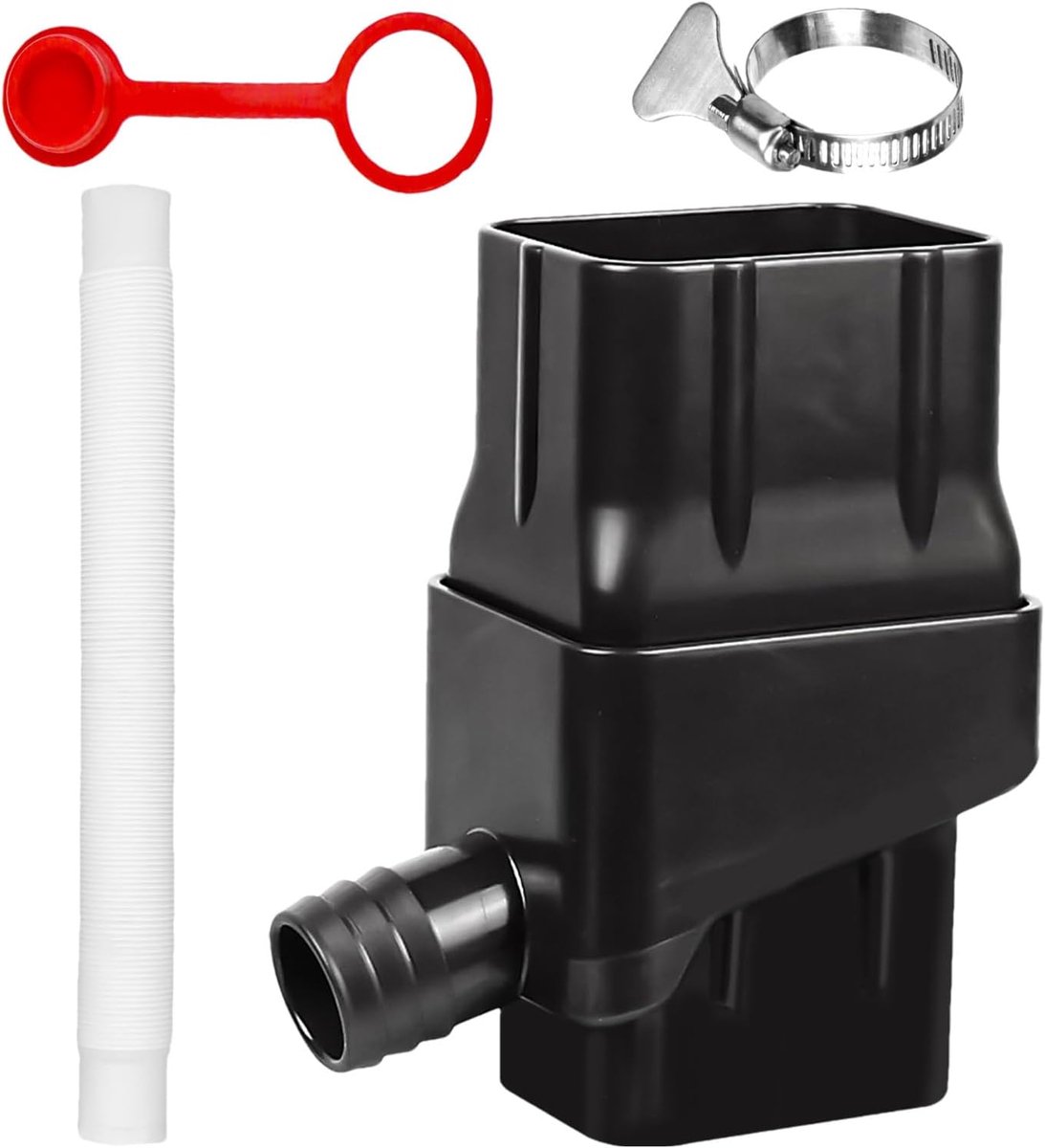 Regentonomleiding - Regenwater Collector - Water Besparen - Dubbel Opvangvolume - 20.5 x 14.5 x 8 cm - Zwart