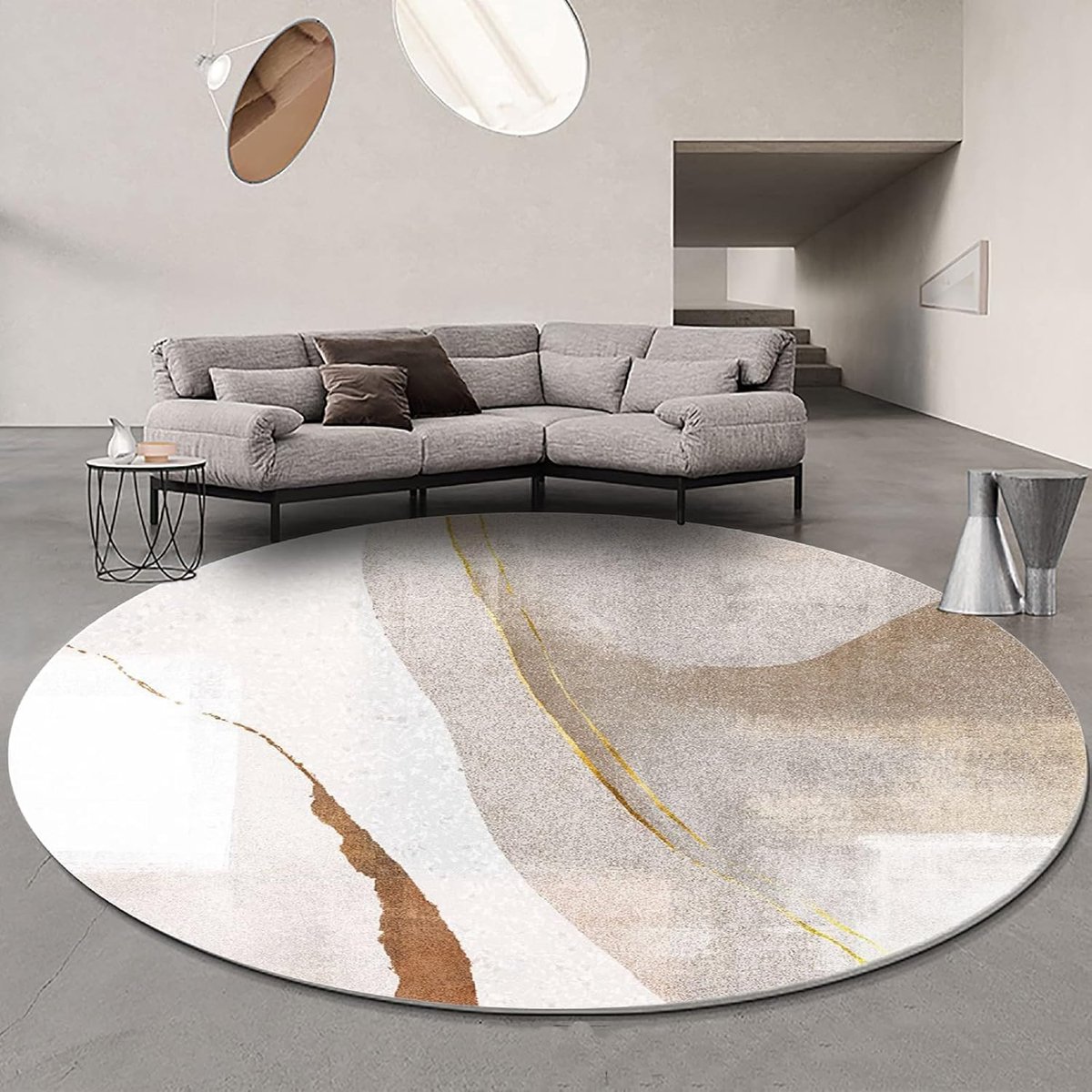 Rond Vloerkleed - Zachte Vloerbedekking - Woonkamer Decoratie - Laagpolig Design - ø 200 c