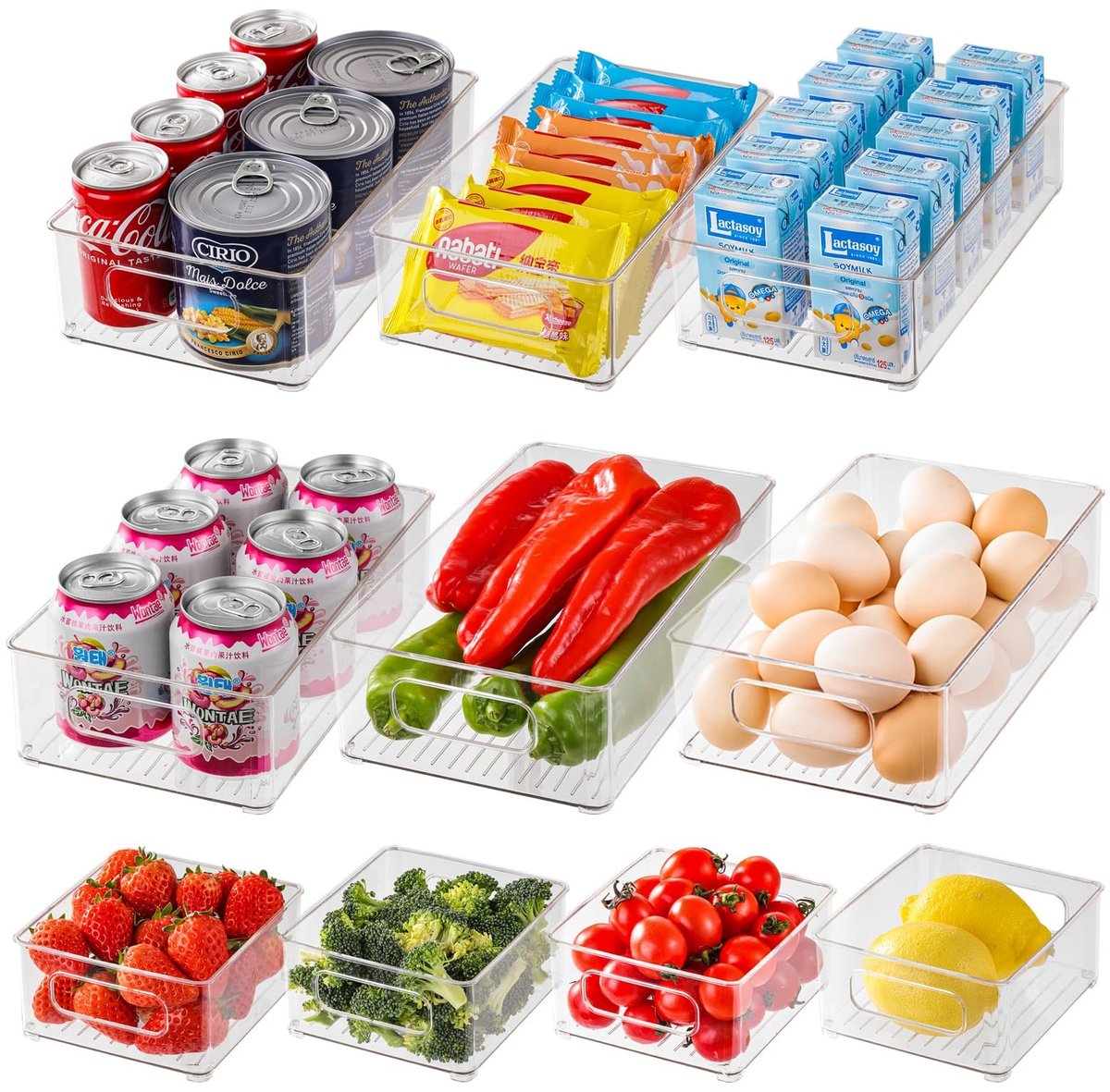 Dailygoods- Koelkastorganizer set van 10 - BPA-vrij - opbergsysteem - koelkastdozen - keukenopslag - flexibele maten - geschikt voor elke ruimte - Opbergdozen