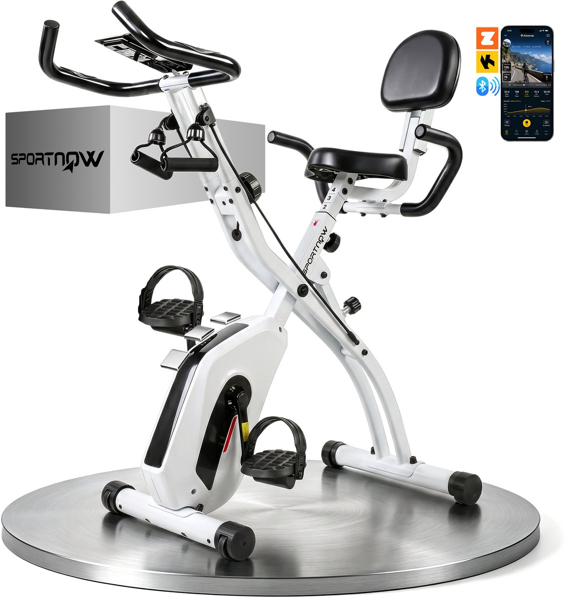 SPORTNOW Magnetische Hometrainer - Staal - 105 x 53,5 x 109 cm - Wit