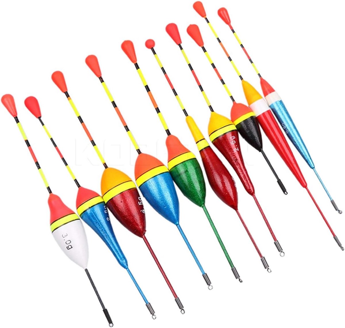 Vislood Set - Dobbers Set - Vissen - Grote Drijfkracht - 10 Stuks Mix - Mix Kleuren