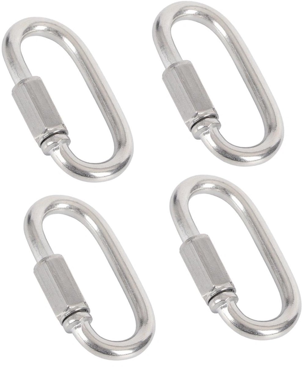 Dailygoods- Veiligheidskarabiners 4 stuks - Roestvrij Staal - Snelsluiting - D-vorm - Waterdicht - Voor Outdooractiviteiten - Karabijnhaak
