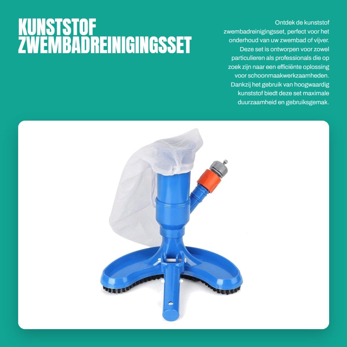 Dailygoods- Zwembadreinigingsset Hoogwaardige Kunststof - Onderhoudskit - Telescoopstang Geschikt - Eenvoudig te Bedienen - Slangkoppeling - Ideaal voor Zwembaden/Spa's - Zwembadstofzuiger