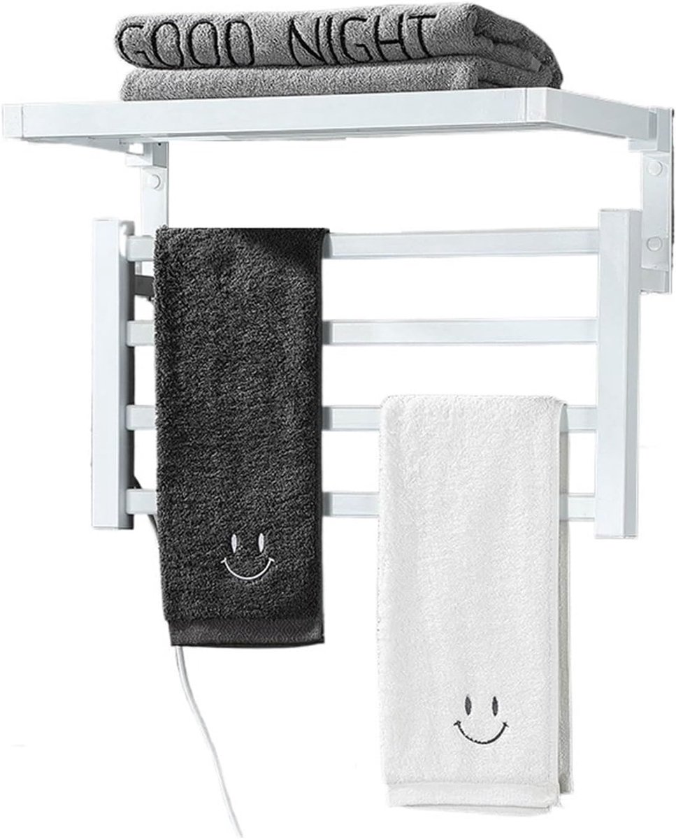 Verwarmde Handdoekradiator - Handdoekenwarmer Badkamer - Badkamer Comfort - Koolstofvezel Verwarming - 3 x 2 x 1 cm - Wit