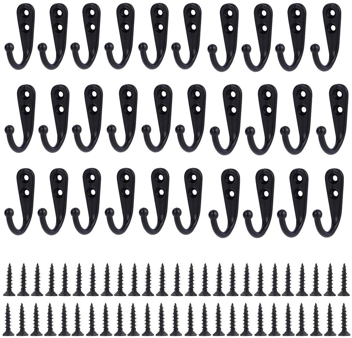 Dailygoods - Wandhaken - Kapstokhaken voor Kleding - Zwart - Ophanghaken voor Gereedschap - Geschikt voor Keuken en Badkamer