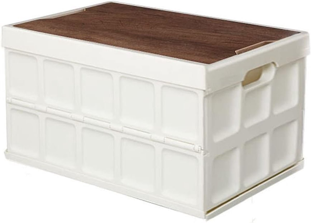 Opvouwbare Opbergdozen - Camping Kisten - Kamperen en Opbergen - Stapelbaar en Draagbaar - 51.5x35x29 cm - Wit