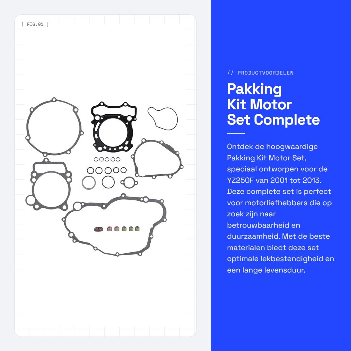 Dailygoods- Pakking Kit Hoge Kwaliteit - Motorfiets Set - Compleet voor YZ250F 01-13 - Duurzaam - Eenvoudig te Installeren - Lekbestendig - Motorpakking