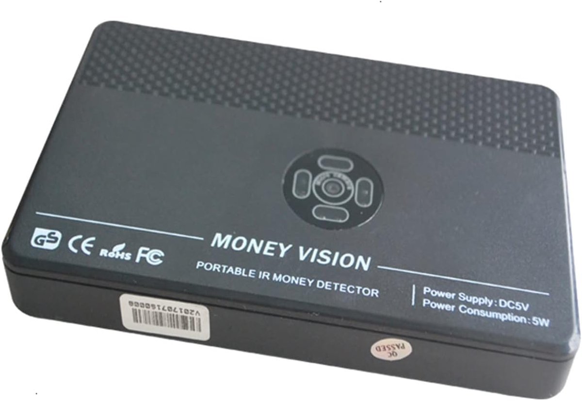 Geldteller - Valuta detector - Controleer biljetten - Infrarood detectie - Compact formaat - Zwart
