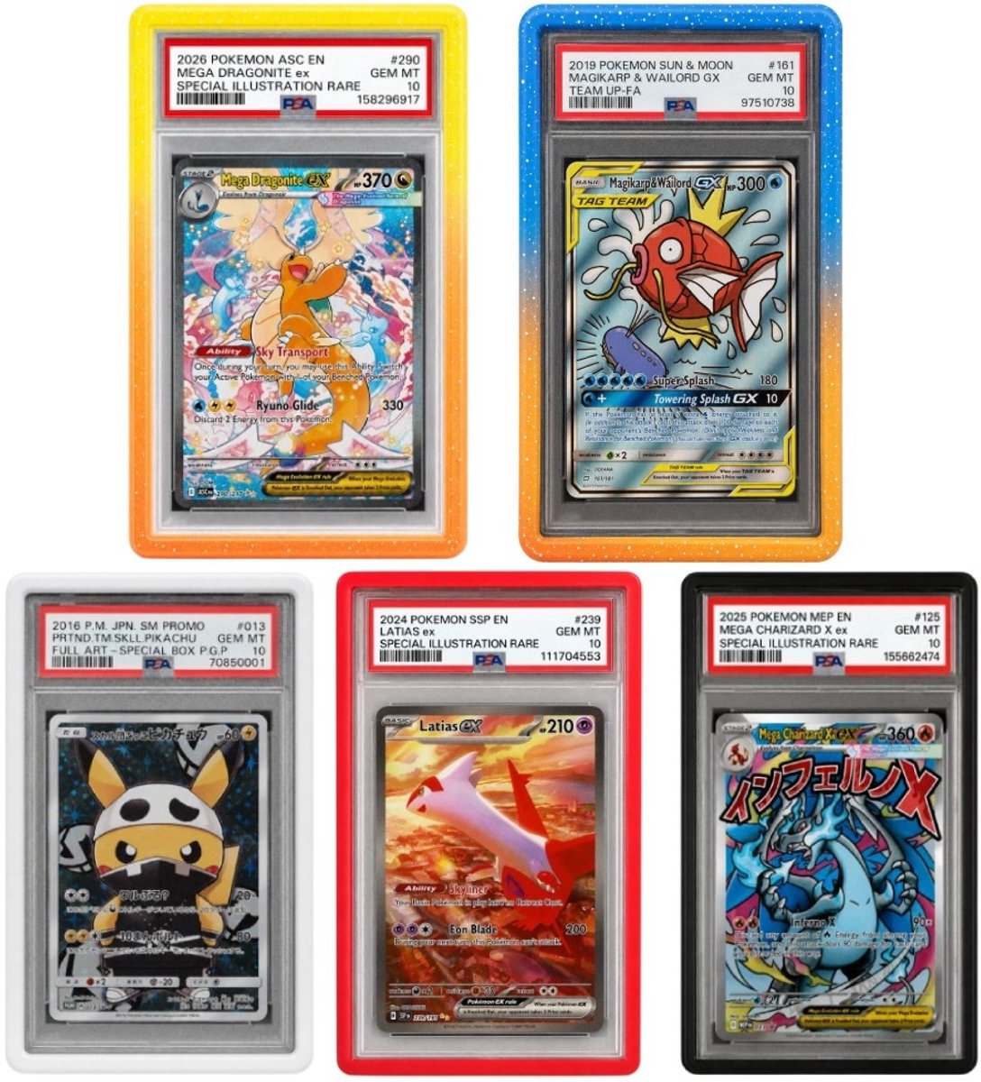 5 Stuks PSA Slab Guards - Slab Protector - TCG Beschermhoes Bumper - PSA Graded Kaarten - Gradient Bumpers - PSA Slab Guard - Slab Bumper - Geschikt voor Pokemon, One Piece, Lorcana, Yu-Gi-Oh!, Trading Cards