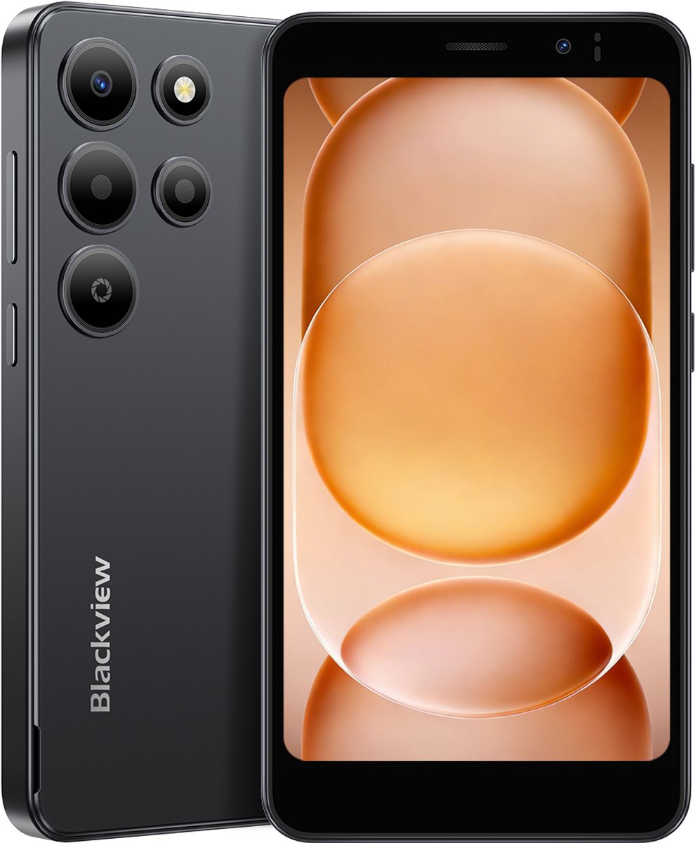 Blackview WAVE 2C Smartphone - 5 Inch palmtelefoon - 32GB ROM - 3000 mAh - Android 16 Go - Gezichtsherkenning - GPS - Universele 3,5 mm audio-aansluiting - Zwart