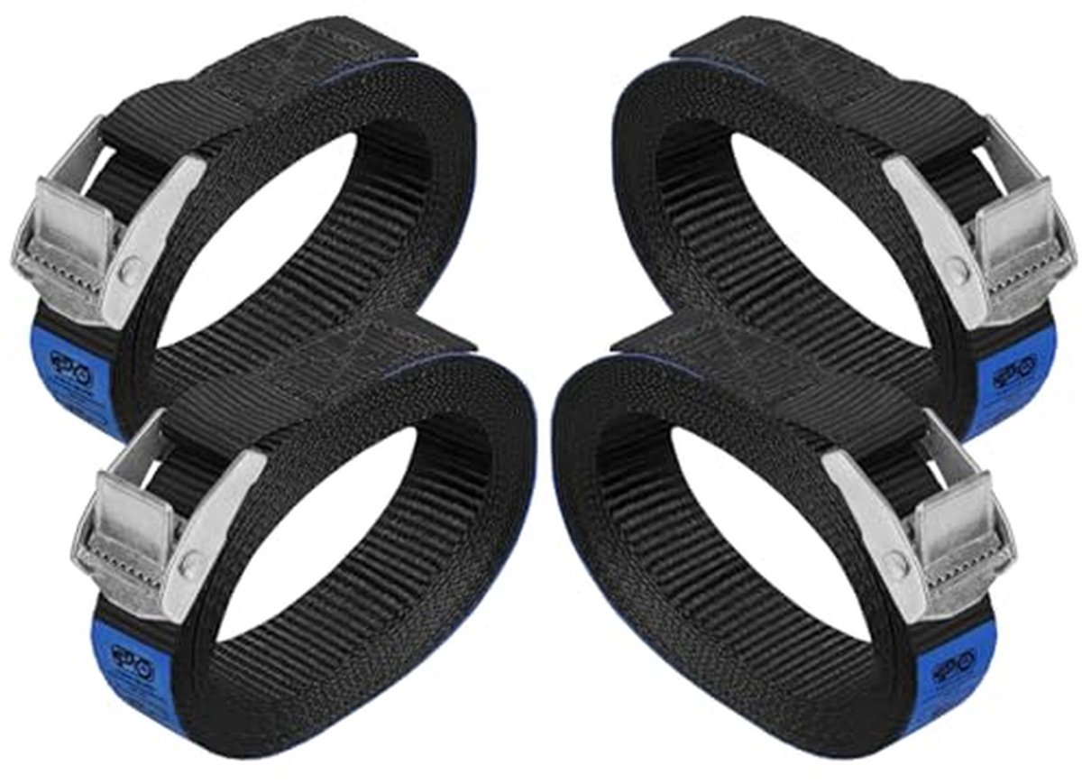 Spanbanden met klemgesp - Vastzetbanden - Bagage vastzetten - Getest volgens norm - 4 stuks 1 meter - Zwart