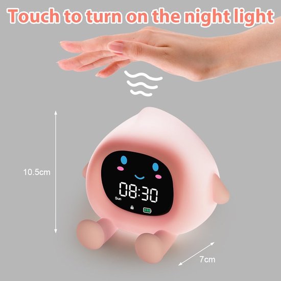 Digitale Kinderwekker - Slaaptrainer Klok - Kind Leren Slapen - Simuleert Zonsopgang - 12 cm Hoog - Perzik — afbeelding 5