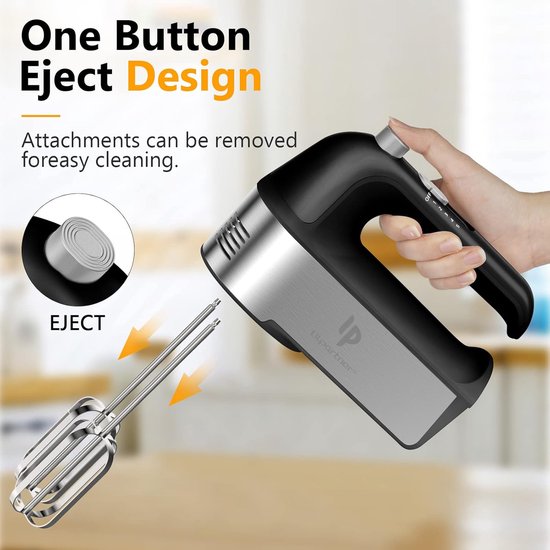Elektrische Mixer - Keukenmixer Handmixer - Beslag en Room - 450W Krachtige Motor - 5 Snelheden - Zwart — afbeelding 3