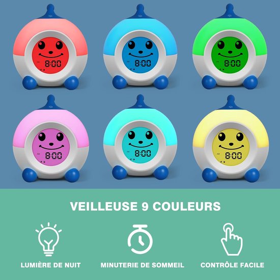 Kinderwekker Slaaptrainer - Digitale wekker - Kind Rutine Leren - Wake-up Light Functie - Kleine Maat - Blauw — afbeelding 3