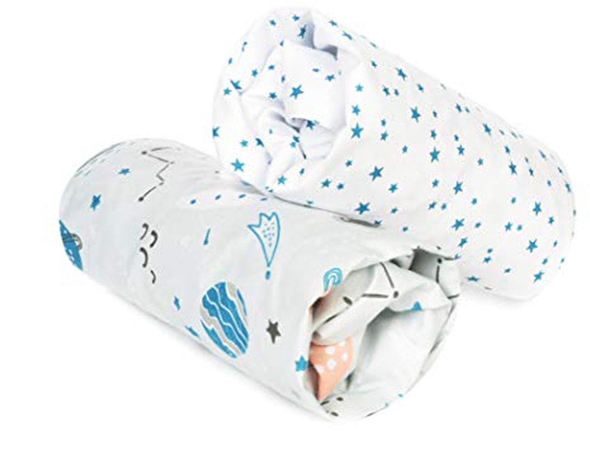 Wieg Laken Set - 2-Delig Baby Beddengoed - Comfortabel Slapen - 100% Zacht Katoen - 90x55 Cm - Cosmos Print