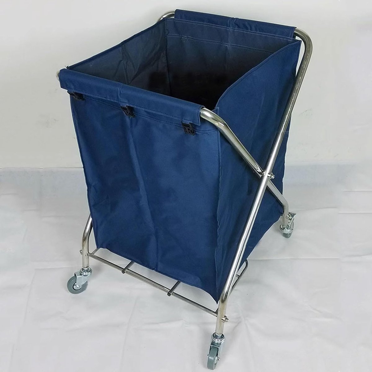 Opvouwbare wasmand Kledingmand opvouwbaar Kleding sorteren Roestvrijstalen frame 102 x 45 x 97 cm Blauw
