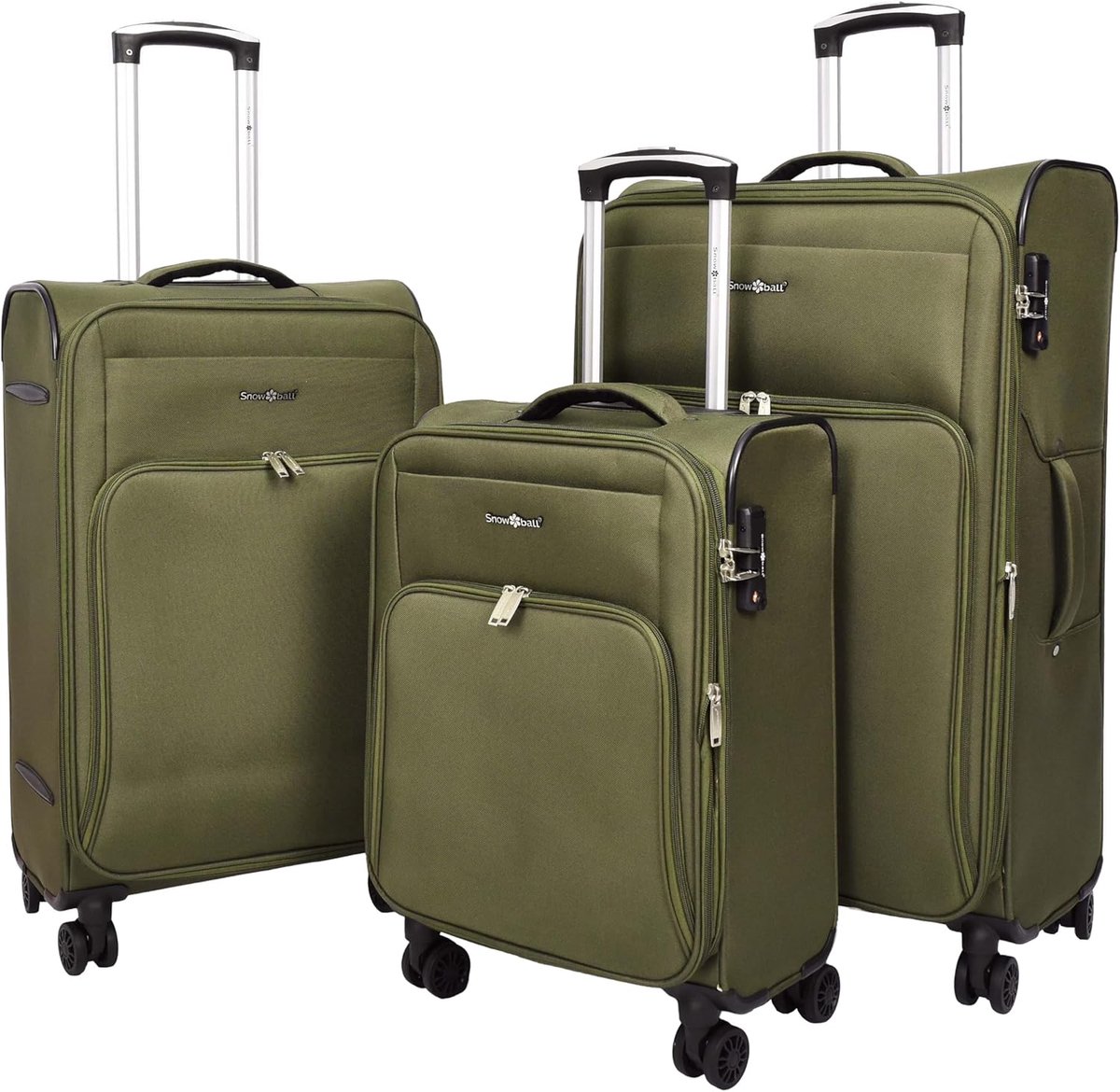 Reiskoffer Set - Zachte Trolley - Comfortabel Reizen - Lichtgewicht Uitbreidbaar - Set van 3 - Khaki