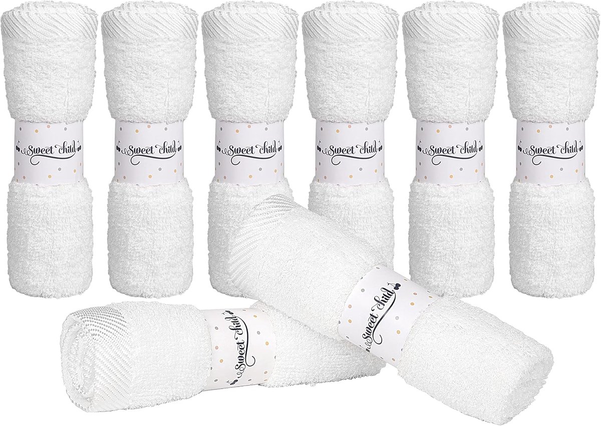 Baby washandjes - Zachte doekjes - Baby badtijd - Extra zacht bamboe - 8 stuks - Wit