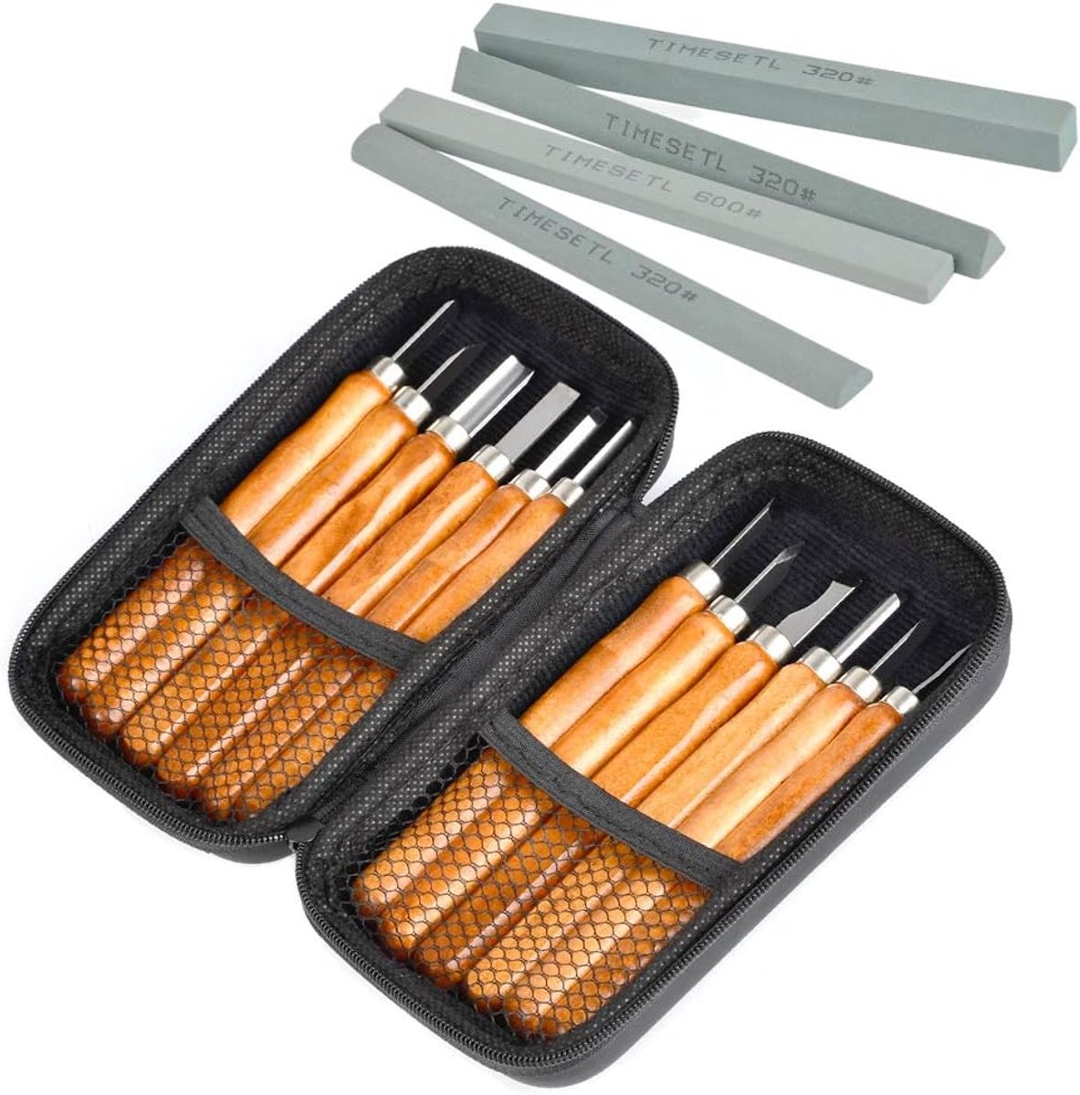 Houtsnijgereedschap Set - Graveergereedschap Hout - Houtbewerking Hobby - SK2 Koolstofstaal - 17 Delig - Niet Van Toepassing