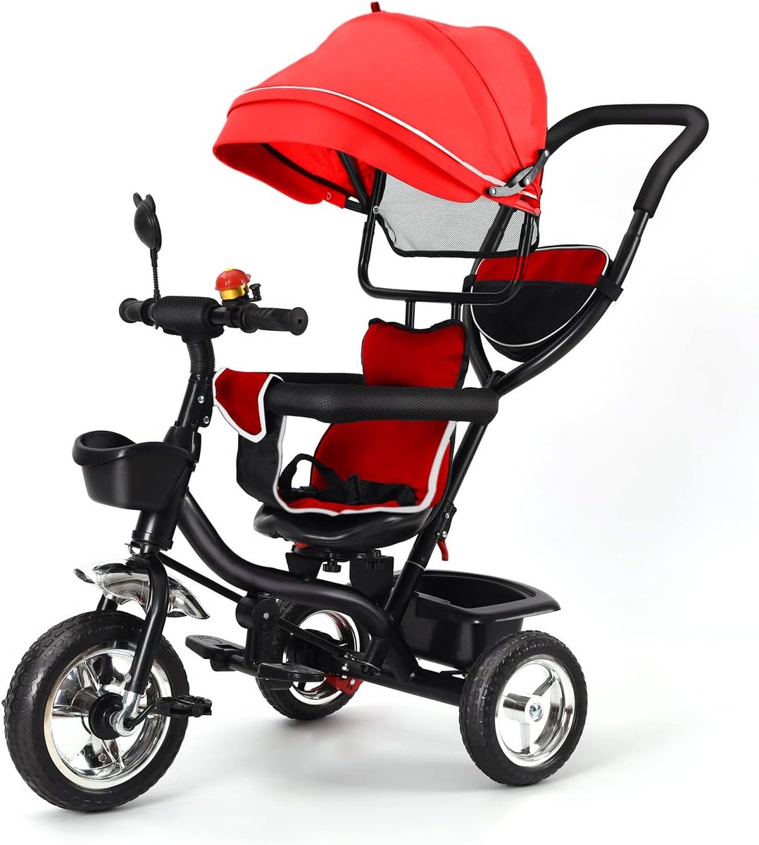 Babydriewieler 4-in-1 - Kinderdriewieler Loopfiets - Kind Ontwikkeling - Draaibare Zitting - Tot 25 kg - Rood