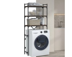 Wasmachine rek - Ombouw - Kast - Opbouwmeubel - Verhoger - Wasmachine meubel - Opbergkast - Hout - Bruin Eiken