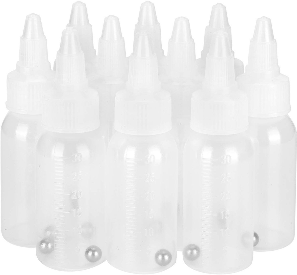 Dailygoods- Verfflessen 30 ml - Unieke Capaciteit - Voor Pigmenten/Specerijen - Met Schaal - Voor Airbrush/Schilders - Duurzaam PP-Materiaal - Pigmentfles