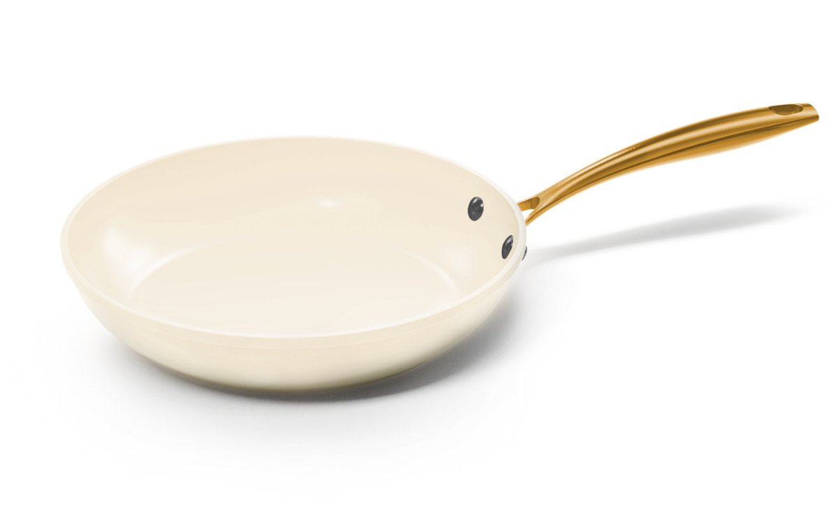 Cook & Pan Vanilla Koekenpan Ø 28 cm PFAS vrij - Alle Warmtebronnen - Cool Touch Handgreep - Krasbestendige Anti Aanbaklaag - Vaatwasserbestendig - Gas, Inductie, Elektrisch, Oven - 7 jaar garantie