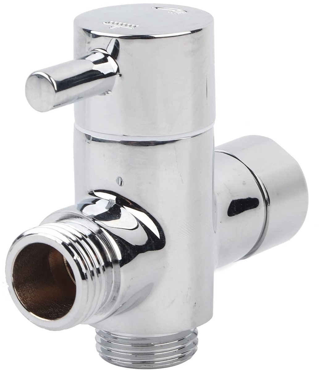 Dailygoods- Omschakelklep Messing - Douchekop - Keramisch Ventiel - Douchearm - Verchroomd - 6x5 cm - Douchekraan