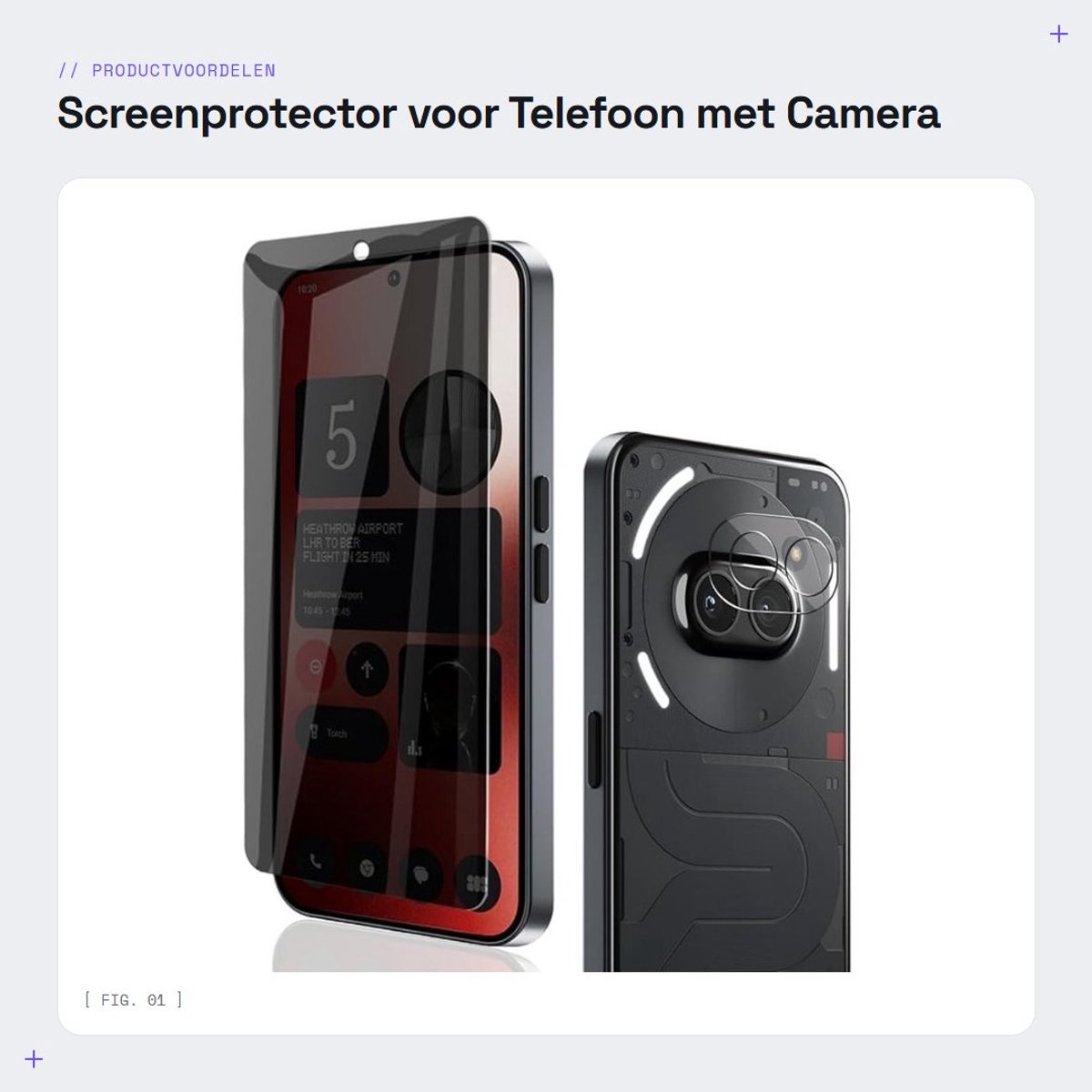 Dailygoods- Screenprotector 9H hardheid - Displaybescherming - Camera