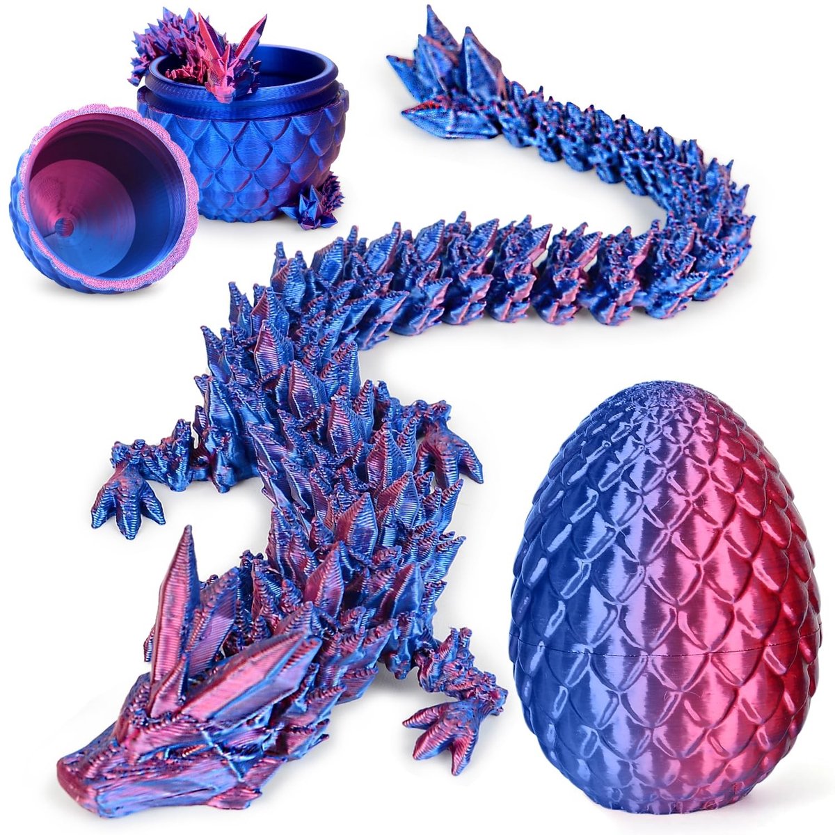 Dailygoods- Draak 3D-geprint in ei - Kristallen Draak - Beeldje Decoratie - Home Office Decor - Speelgoed - Flexibel Ontwerp