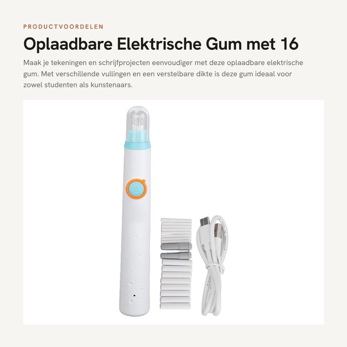 Dailygoods - Oplaadbare Elektrische Gum met 16 Vullingen voor Creatieve Projecten