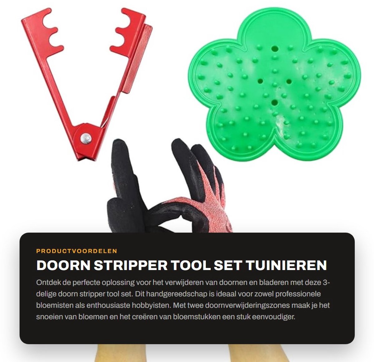 Dailygoods- Snoeischaar - Doornverwijderingsset - Tuinhandschoenen - Handgereedschap - Bloemstukken - Twee doornverwijderingszones - Tuingereedschap
