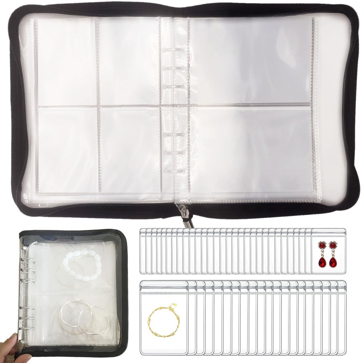 Dailygoods- Sieradenorganizer - Draagbare Sieradenopbergdoos - Transparant Ontwerp - Compacte Sieradenhouder - Voor Kettingen/Ringen/Oorbellen - Ruimtebesparend Design