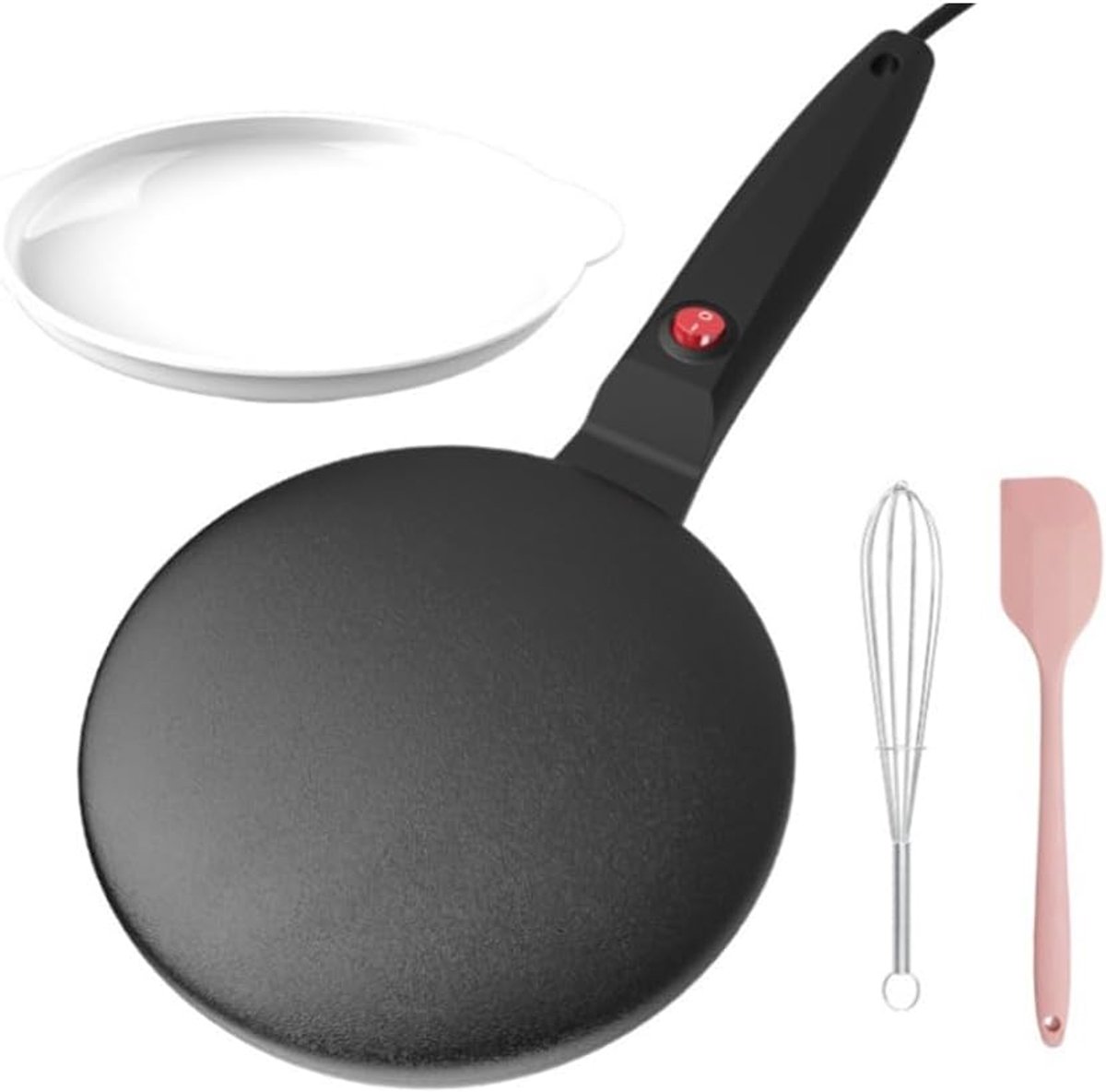 Elektrische Pannenkoekenpan Crêpe Maker Snel Ontbijt Maken Antiaanbaklaag 42 x 30 cm Zwart