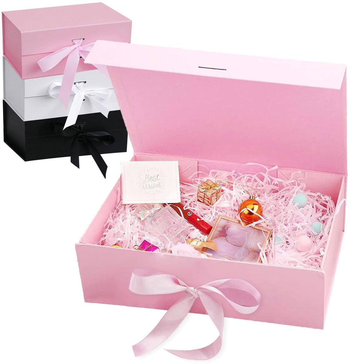 Dailygoods- Geschenkdoos magnetisch 21 x 17 x 7 cm - Cadeauverpakking - Bruiloft - Verjaardag - Feestdagen - Hard karton