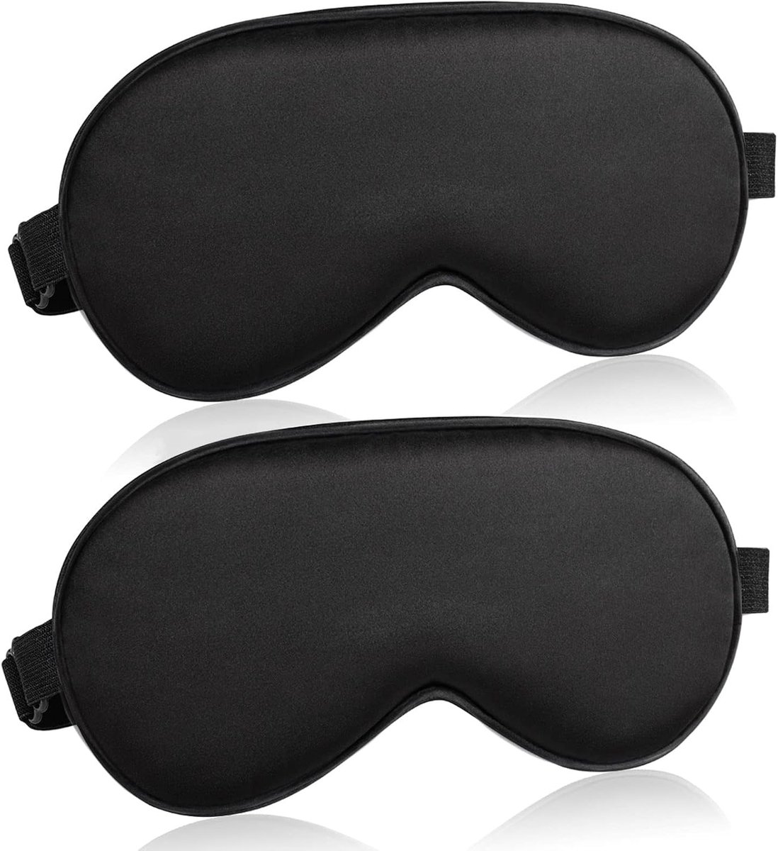Slaapmasker - Oogmasker Zacht - Blokkeert Licht - Verstelbare Band - 2 Stuks - Zwart