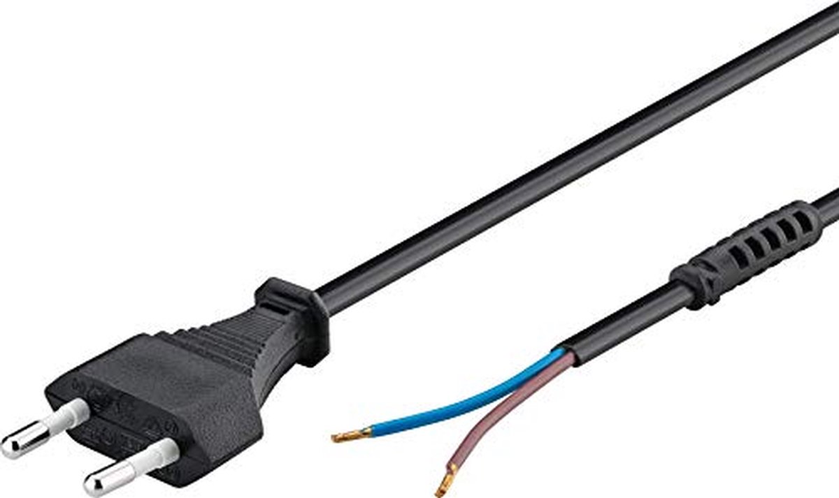 Euro Kabel - Stroomkabel - Apparaten Aansluiten - Open Uiteinden - 15 Meter - Zwart